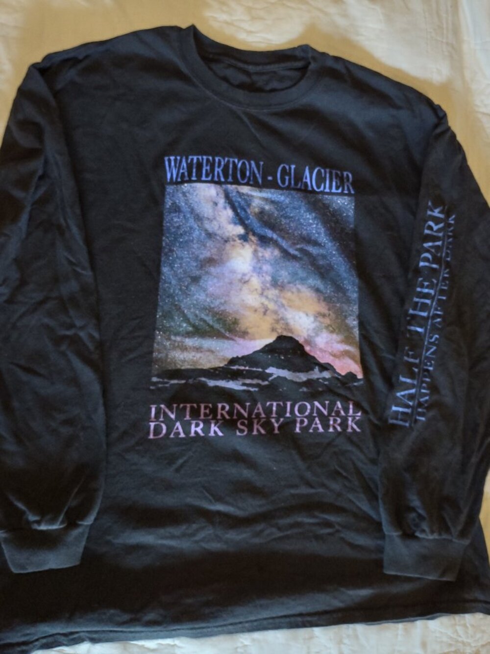 Waterton Glacier International Dark Sky Park US Canada Men's XL Long Sleeve Blue